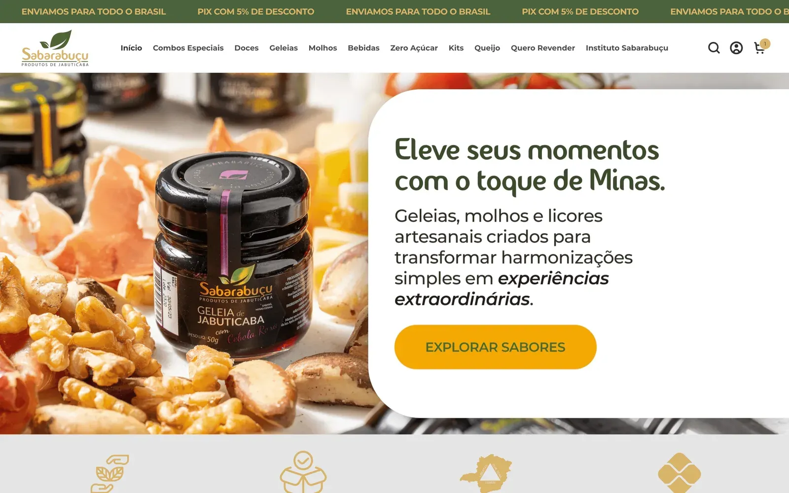 Loja Sabarabuçu: geleias artesanais de Minas com banner de sabores